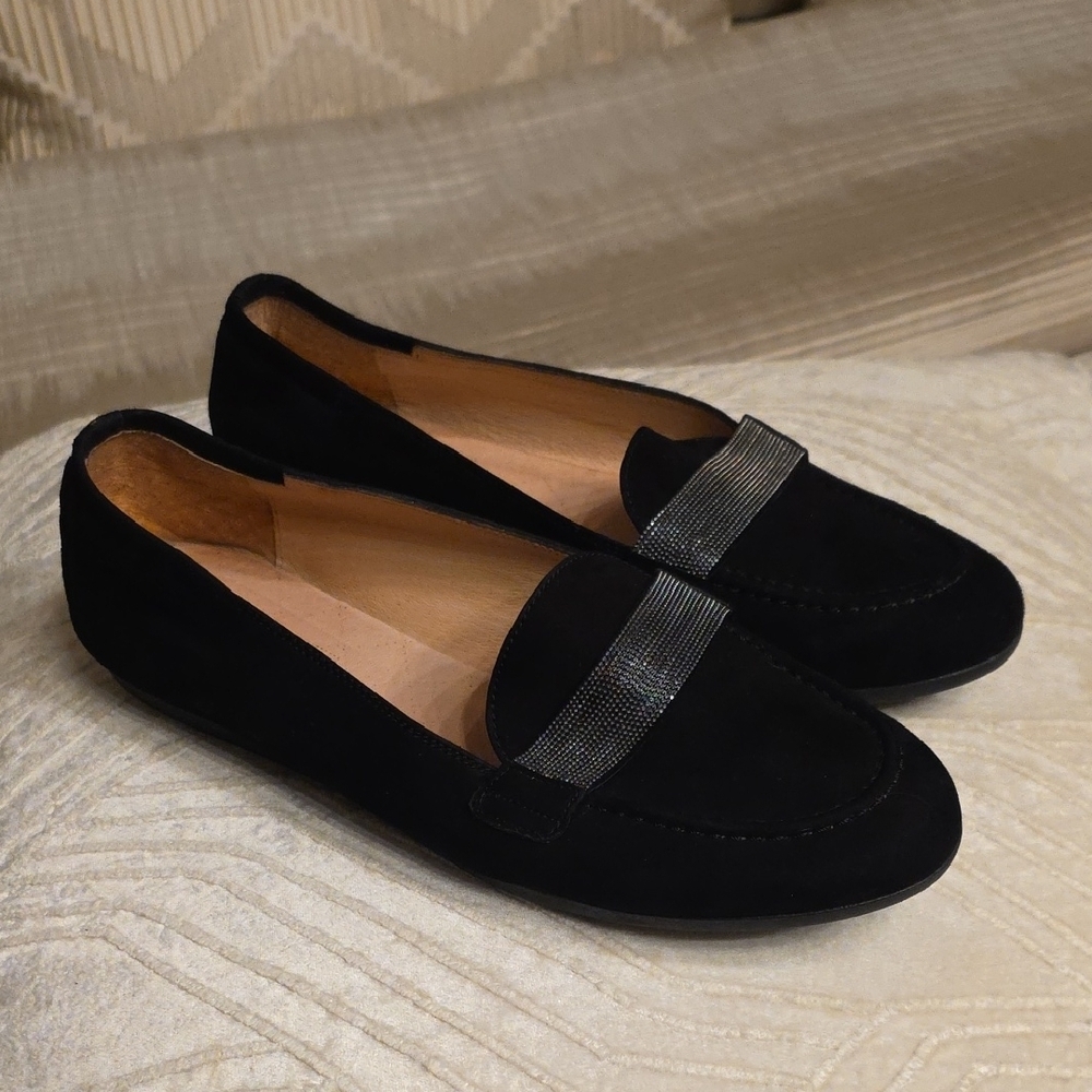 Hispanitas Suede Chic Black Loafers for Women Made In Spain Size EU 41
